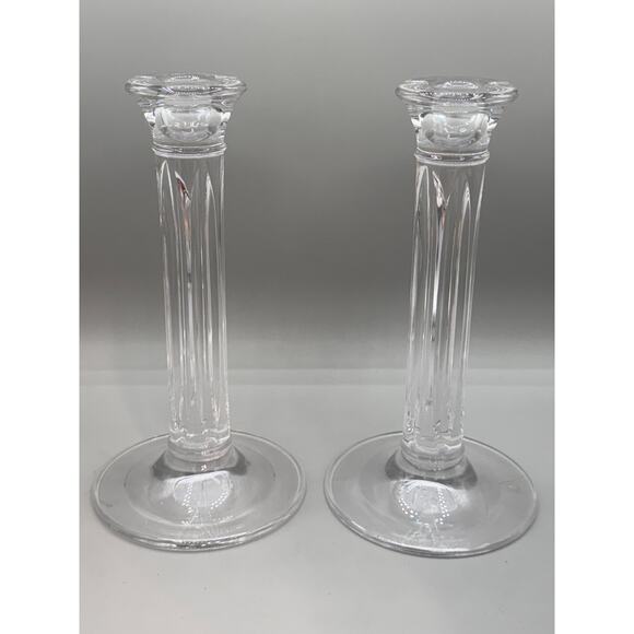 Tiffany & Co. Set of 2 Crystal Greek Doric Column Candlesticks